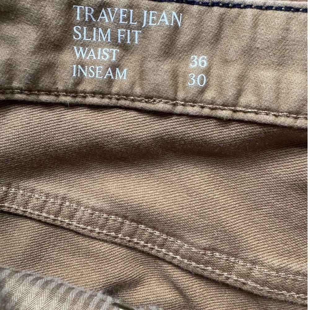 Banana Republic Travel‎ Jean Mens 36x30 Khaki Tan Excellent Slim Fit Stretch